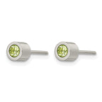 Stainless Steel Polished Green Cubic Zirconia Birthstone Stud Earrings for Women