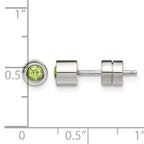 Stainless Steel Polished Green Cubic Zirconia Birthstone Stud Earrings for Women