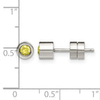 Stainless Steel Polished Yellow Cubic Zirconia Birthstone Stud Earrings for Women