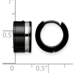Stainless Steel Black Polished Hinged Huggie Hoop Earrings
