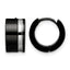 Stainless Steel Black Polished Hinged Huggie Hoop Earrings