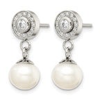 Stainless Steel Polished Pear Cubic Zirconia Drop Dangle Earrings for Women