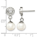 Stainless Steel Polished Pear Cubic Zirconia Drop Dangle Earrings for Women