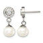 Stainless Steel Polished Pear Cubic Zirconia Drop Dangle Earrings for Women