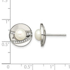 Stainless Steel Polished Pear Cubic Zirconia Button Earrings for Women