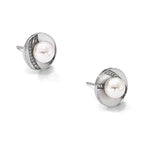 Stainless Steel Polished Pear Cubic Zirconia Button Earrings for Women
