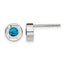 Stainless Steel Polished Blue Cubic Zirconia Birthstone Stud Earrings for Women