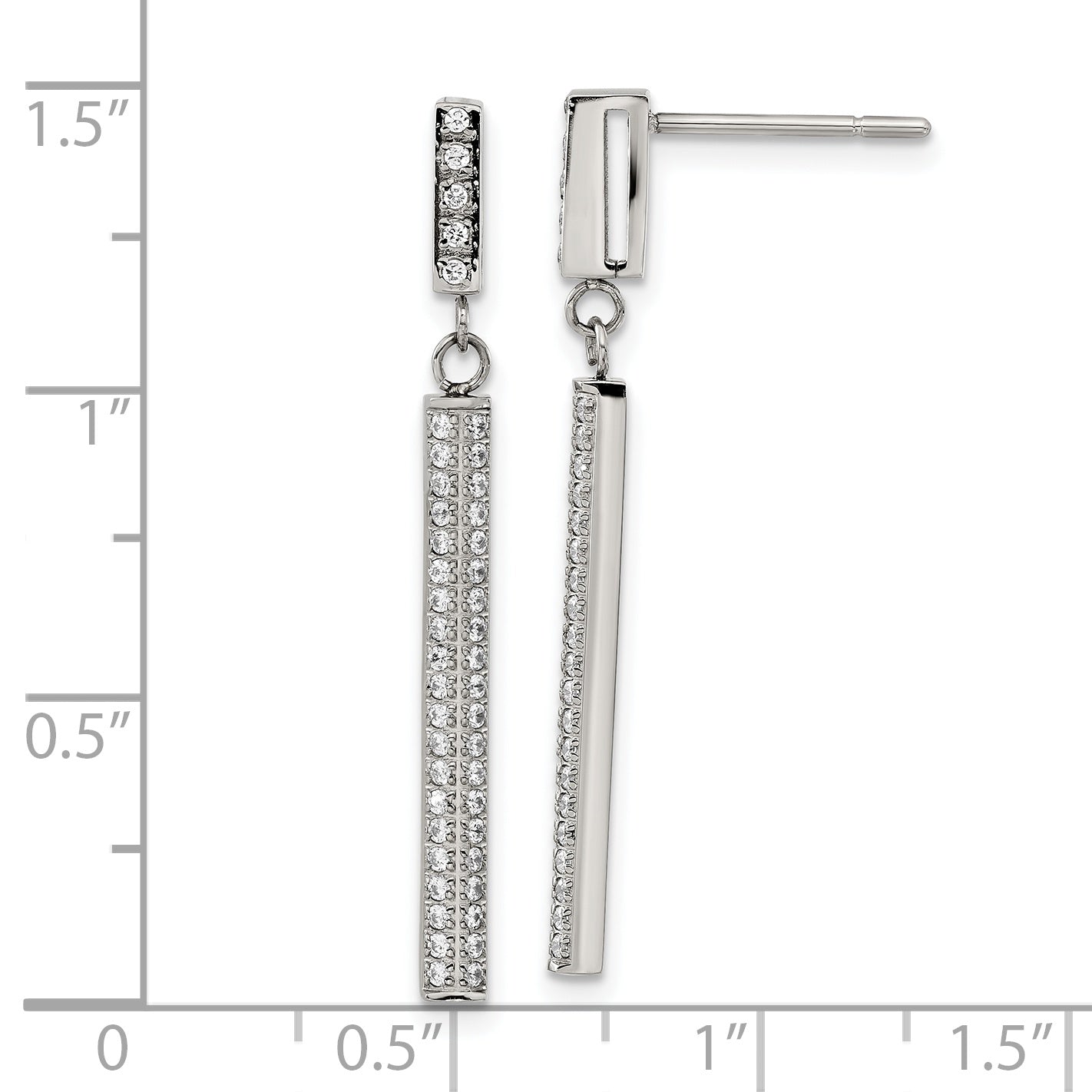 Stainless Steel Polished Cubic Zirconia Drop Dangle Earrings for Women