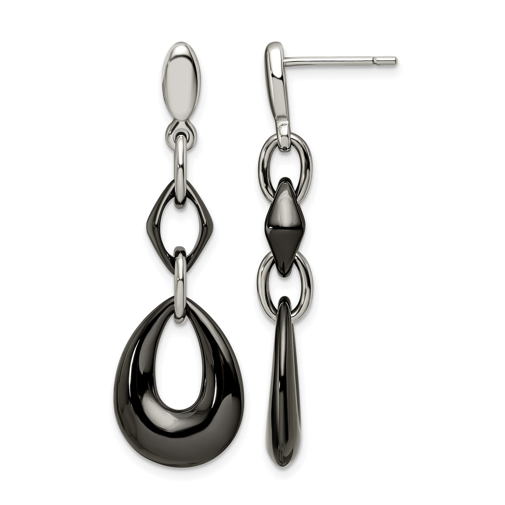 Stainless Steel Ceramic Polished Drop Dangle Earrings for Women