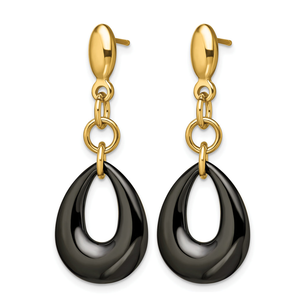 Stainless Steel Gold-Tone Polished Drop Dangle Earrings for Women
