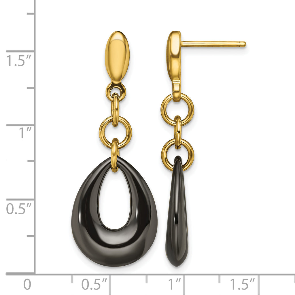 Stainless Steel Gold-Tone Polished Drop Dangle Earrings for Women