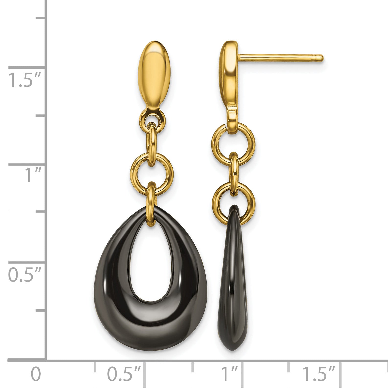 Stainless Steel Gold-Tone Polished Drop Dangle Earrings for Women