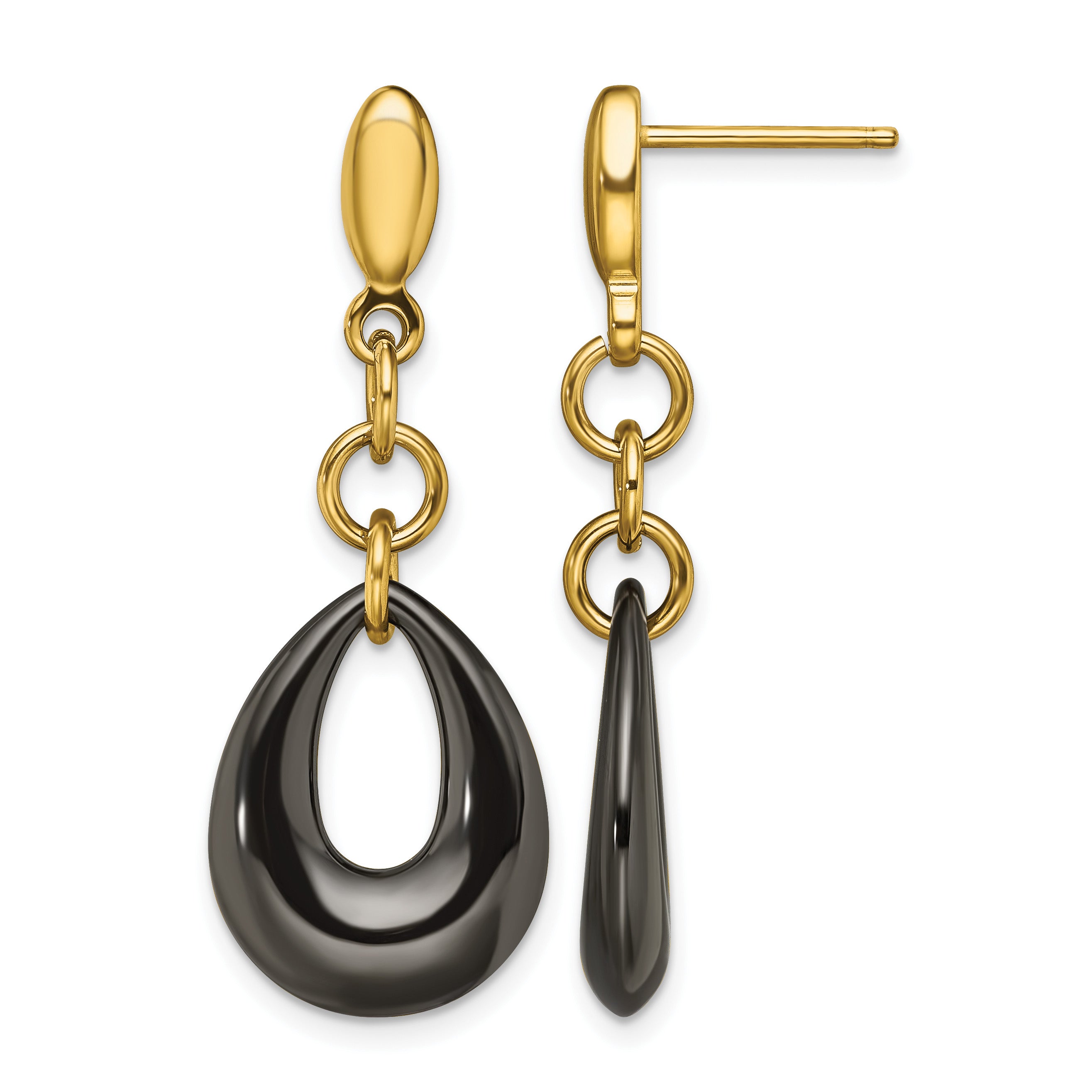 Stainless Steel Gold-Tone Polished Drop Dangle Earrings for Women Main image