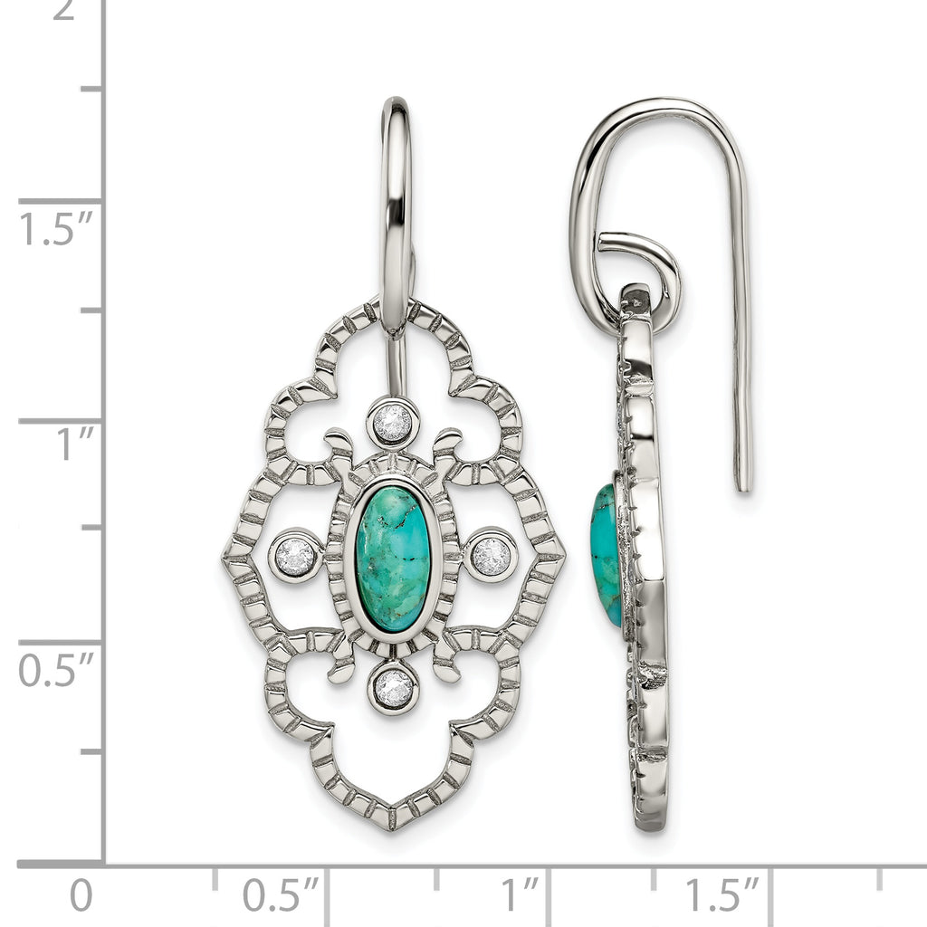 Stainless Steel Polished Cubic Zirconia Drop Dangle Earrings for Women