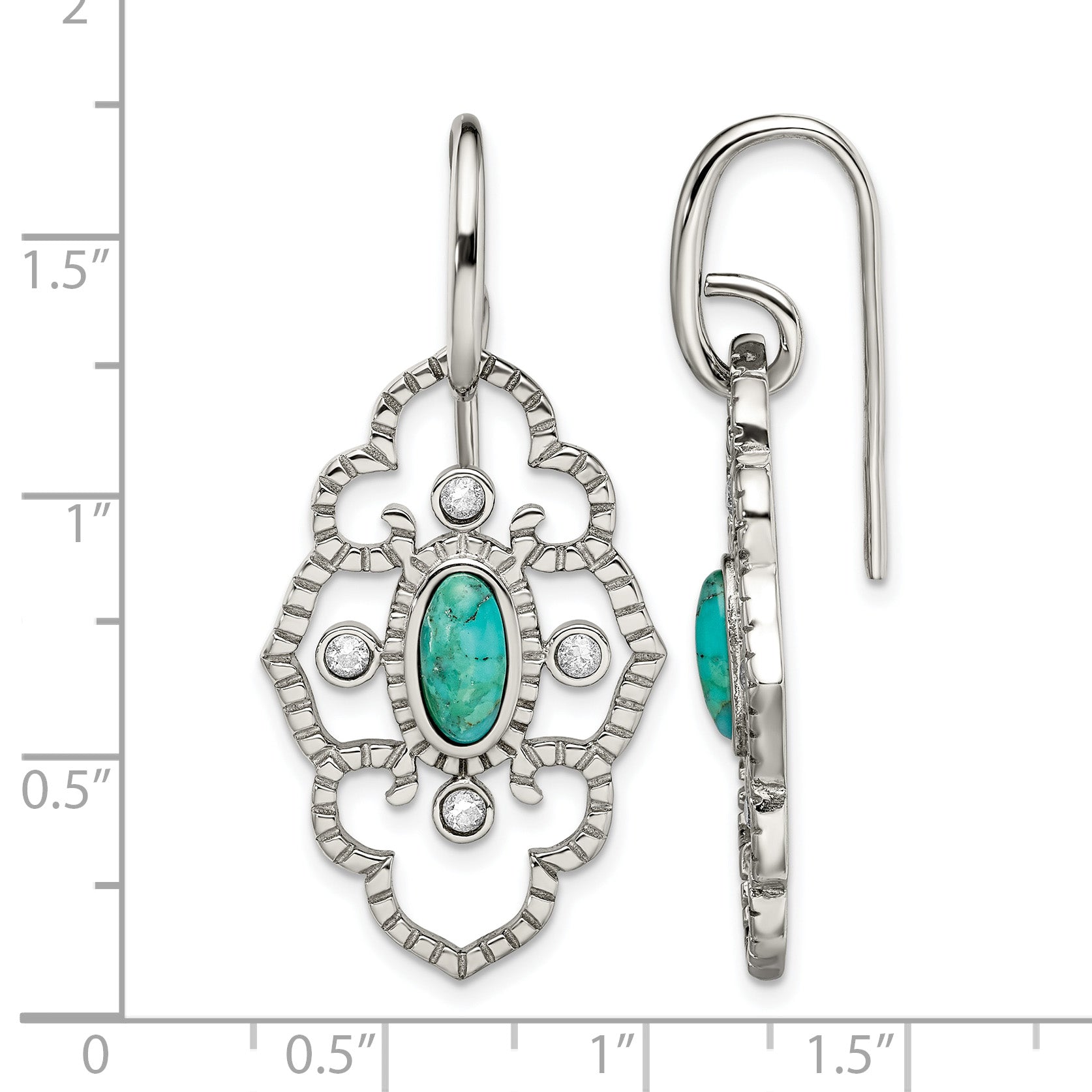 Stainless Steel Polished Cubic Zirconia Drop Dangle Earrings for Women