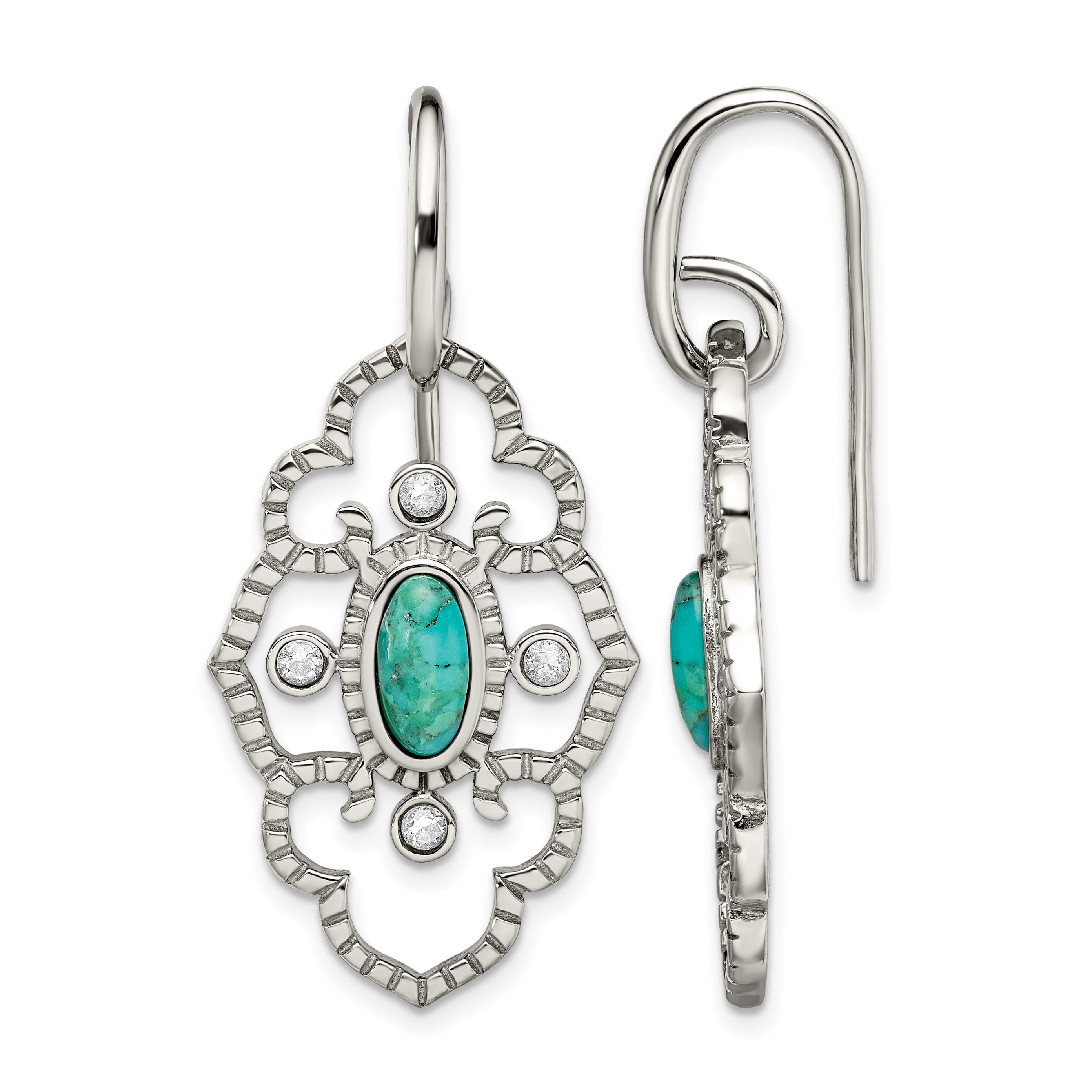 Stainless Steel Polished Cubic Zirconia Drop Dangle Earrings for Women Main image
