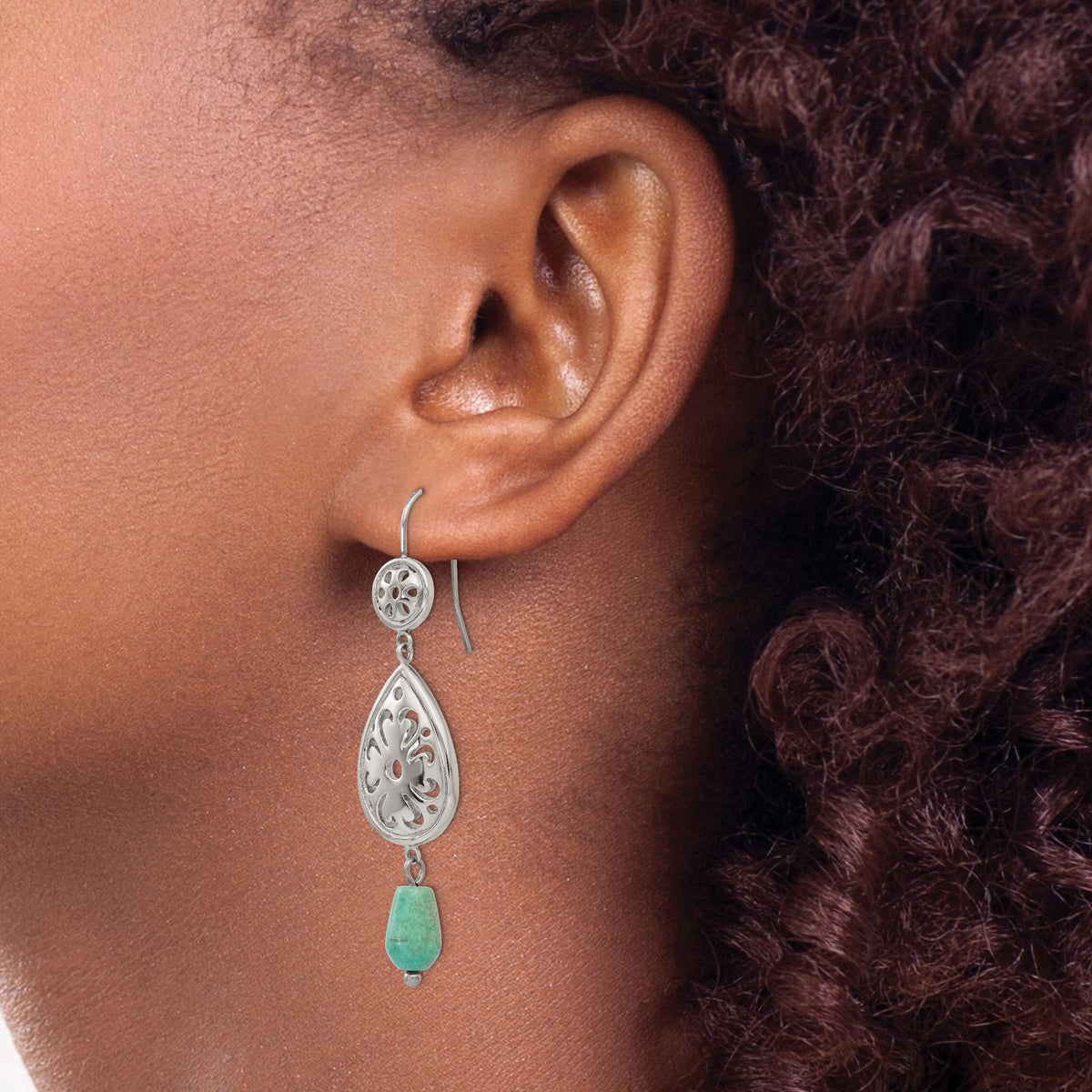 Chisel Turquoise Dangle Earrings in Stainless Steel - Sophia Jewelers