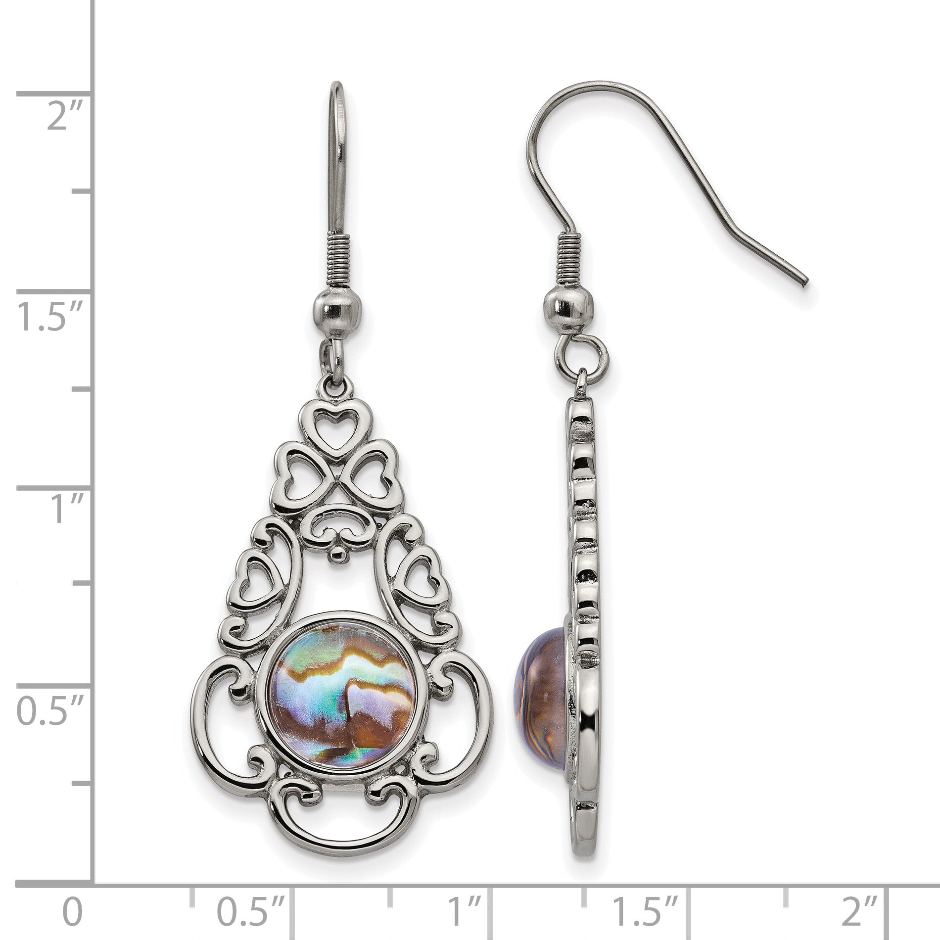 Stainless Steel Polished Filigree Drop Dangle Earrings for Women