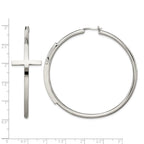 Stainless Steel Polished Cross Hoop Earrings for Women