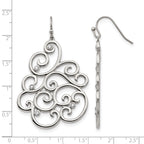 Stainless Steel Polished Filigree Cubic Zirconia Drop Dangle Earrings for Women