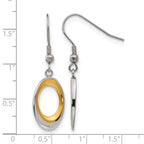 Stainless Steel Gold-Tone Polished Oval Drop Dangle Earrings for Women
