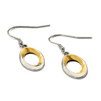 Stainless Steel Gold-Tone Polished Oval Drop Dangle Earrings for Women
