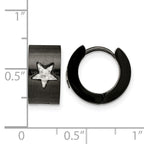 Stainless Steel Black Hinged Star Huggie Hoop Earrings