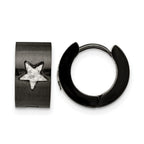 Stainless Steel Black Hinged Star Huggie Hoop Earrings
