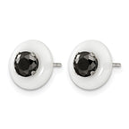 Stainless Steel Ceramic Polished Black Cubic Zirconia Stud Earrings