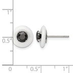 Stainless Steel Ceramic Polished Black Cubic Zirconia Stud Earrings