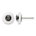 Stainless Steel Ceramic Polished Black Cubic Zirconia Stud Earrings