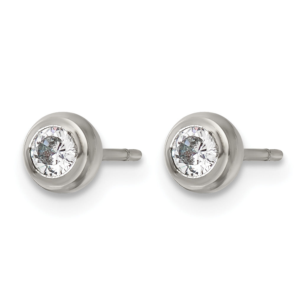 Stainless Steel Polished Cubic Zirconia Stud Earrings Secondary image