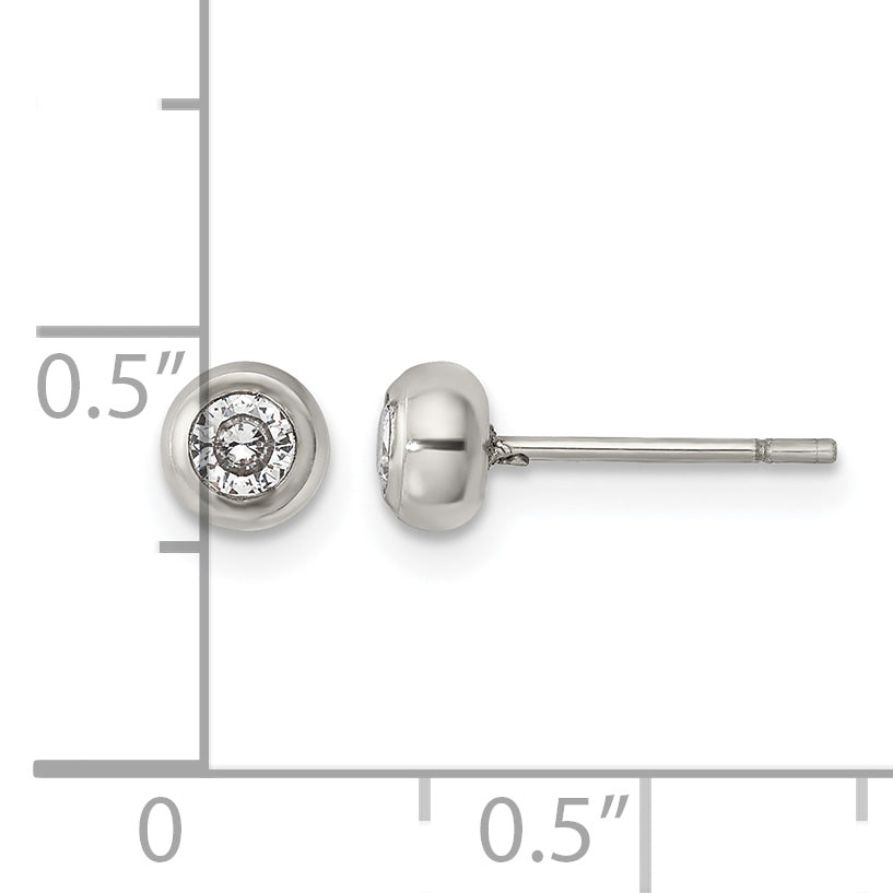 Stainless Steel Polished Cubic Zirconia Stud Earrings