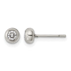 Stainless Steel Polished Cubic Zirconia Stud Earrings