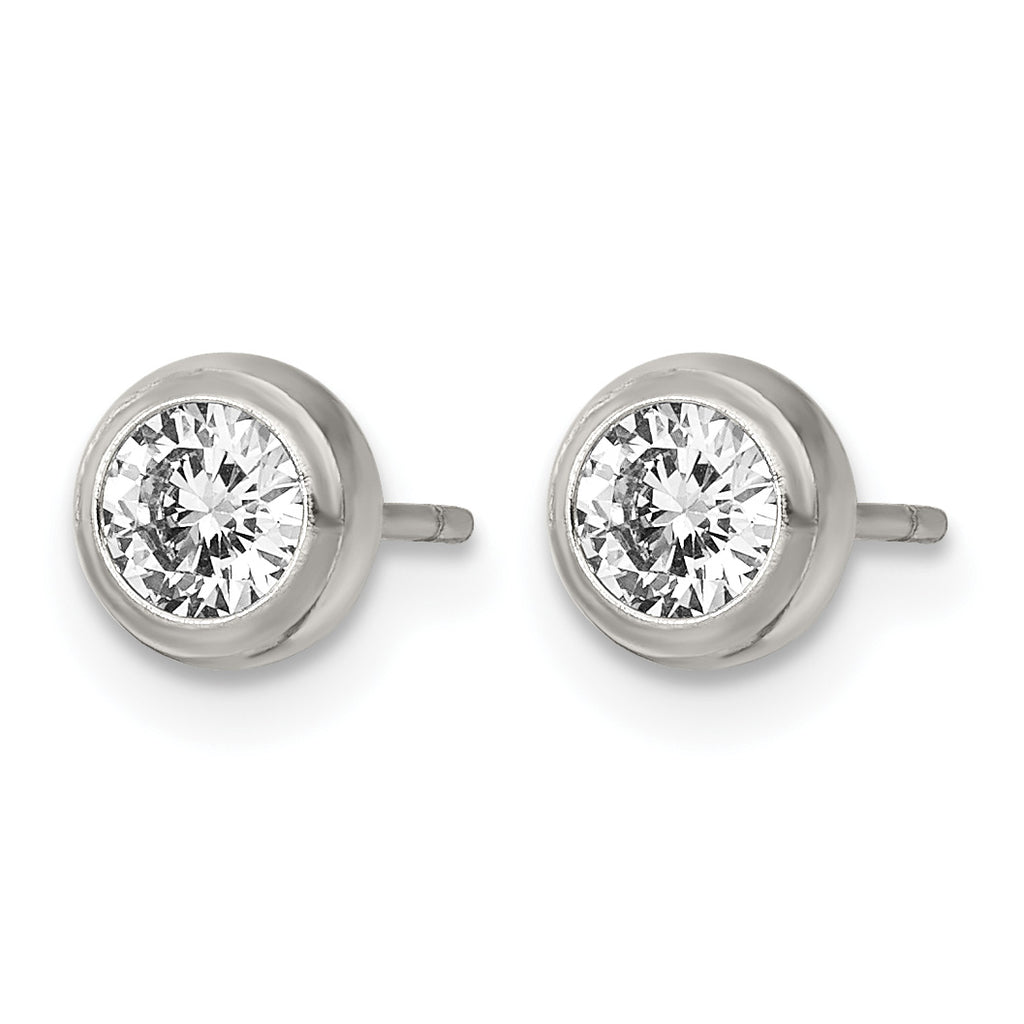 Stainless Steel Polished Cubic Zirconia Stud Earrings