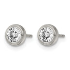 Stainless Steel Polished Cubic Zirconia Stud Earrings