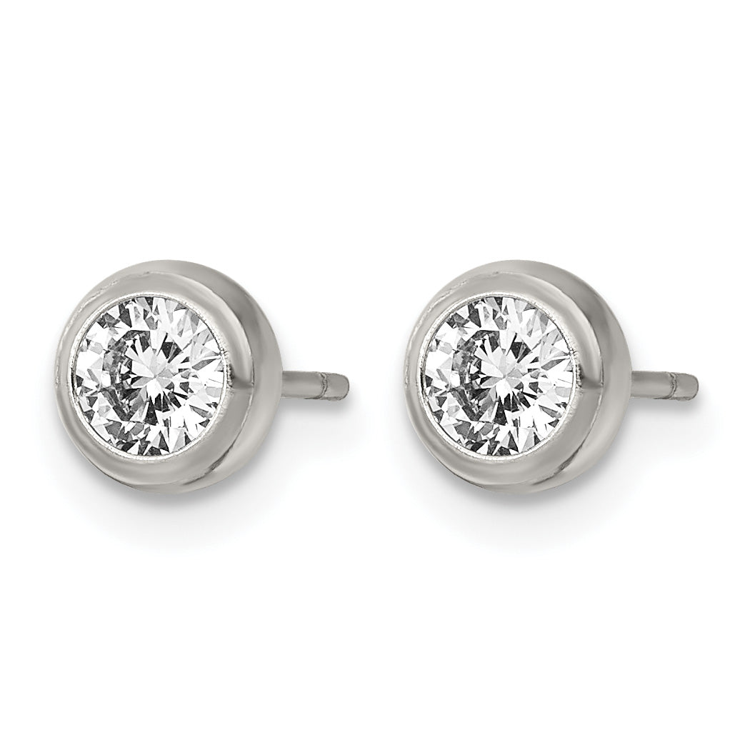 Stainless Steel Polished Cubic Zirconia Stud Earrings