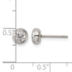 Stainless Steel Polished Cubic Zirconia Stud Earrings