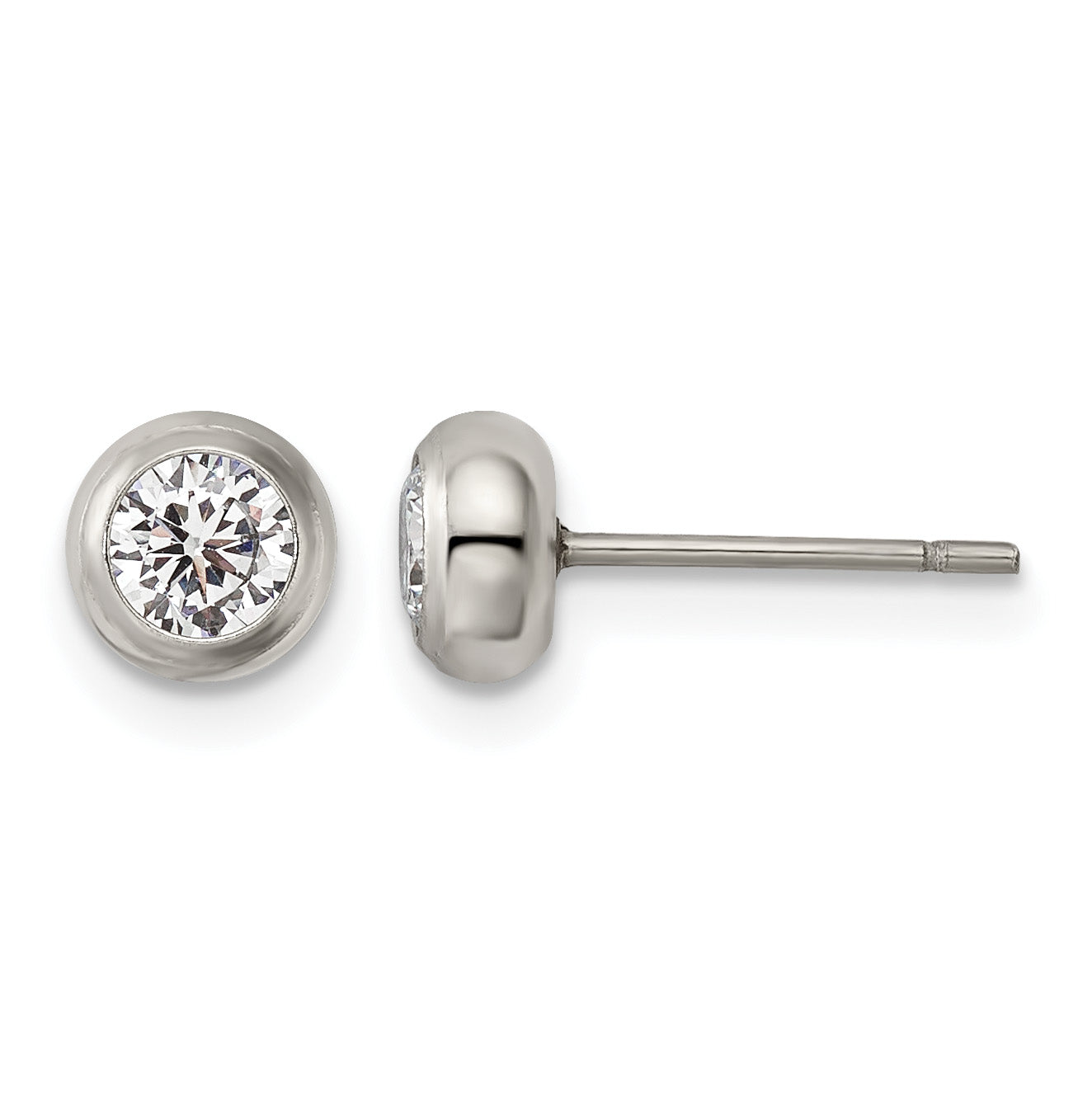 Stainless Steel Polished Cubic Zirconia Stud Earrings Main image