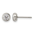 Stainless Steel Polished Cubic Zirconia Stud Earrings