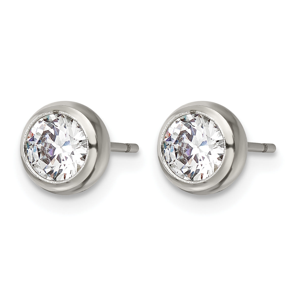 Stainless Steel Polished Cubic Zirconia Stud Earrings Secondary image