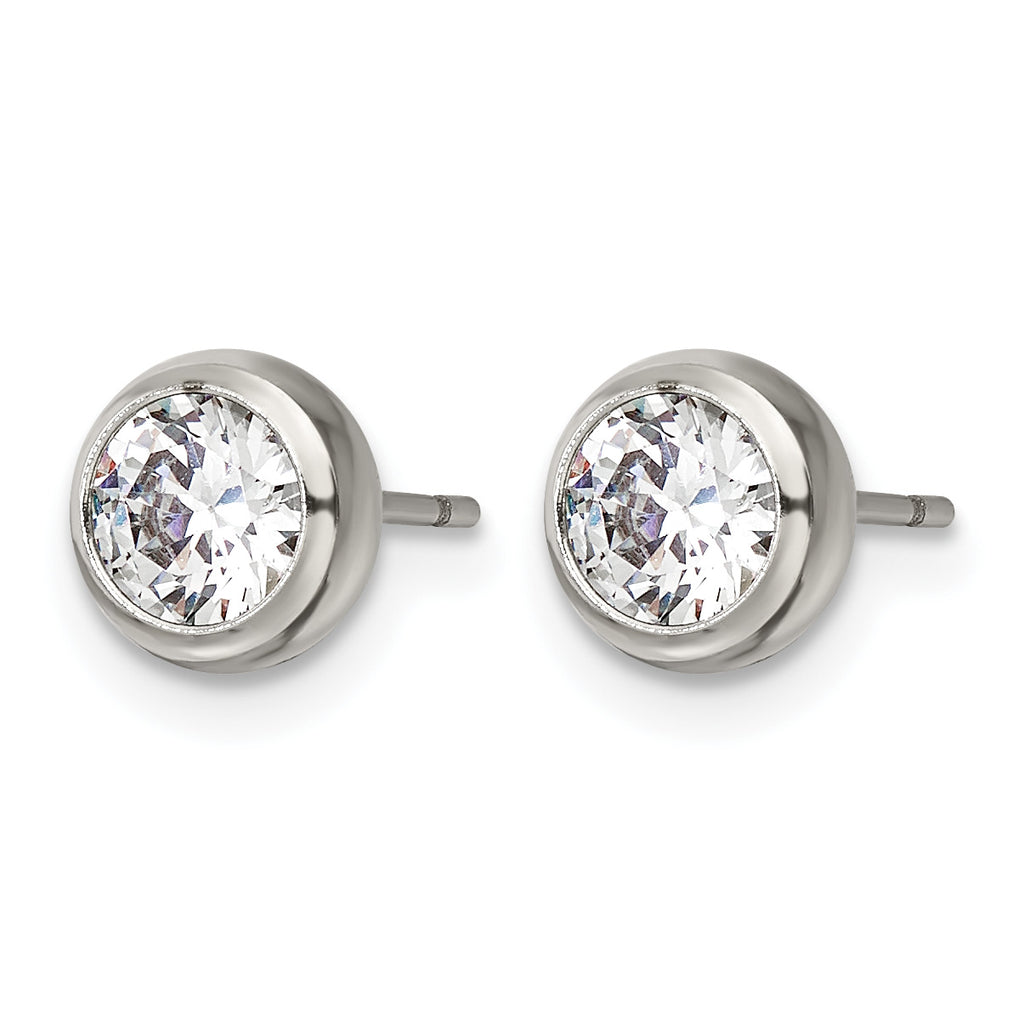 Stainless Steel Polished Cubic Zirconia Stud Earrings