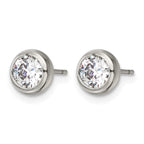 Stainless Steel Polished Cubic Zirconia Stud Earrings