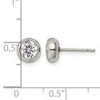 Stainless Steel Polished Cubic Zirconia Stud Earrings