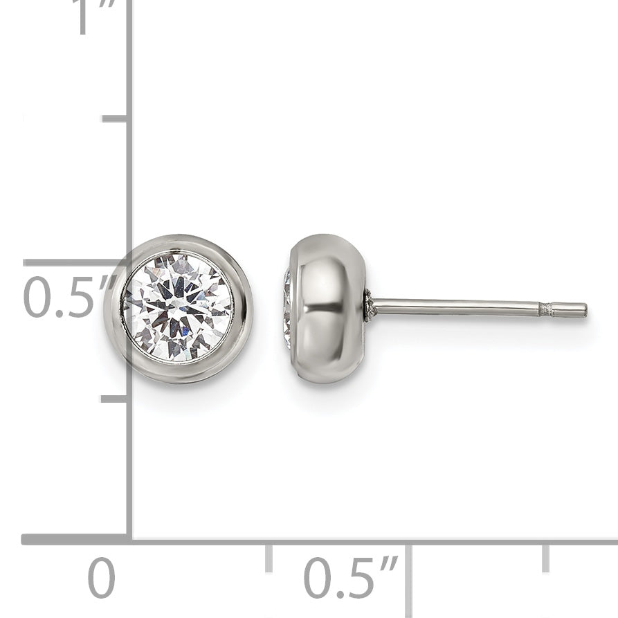 Stainless Steel Polished Cubic Zirconia Stud Earrings