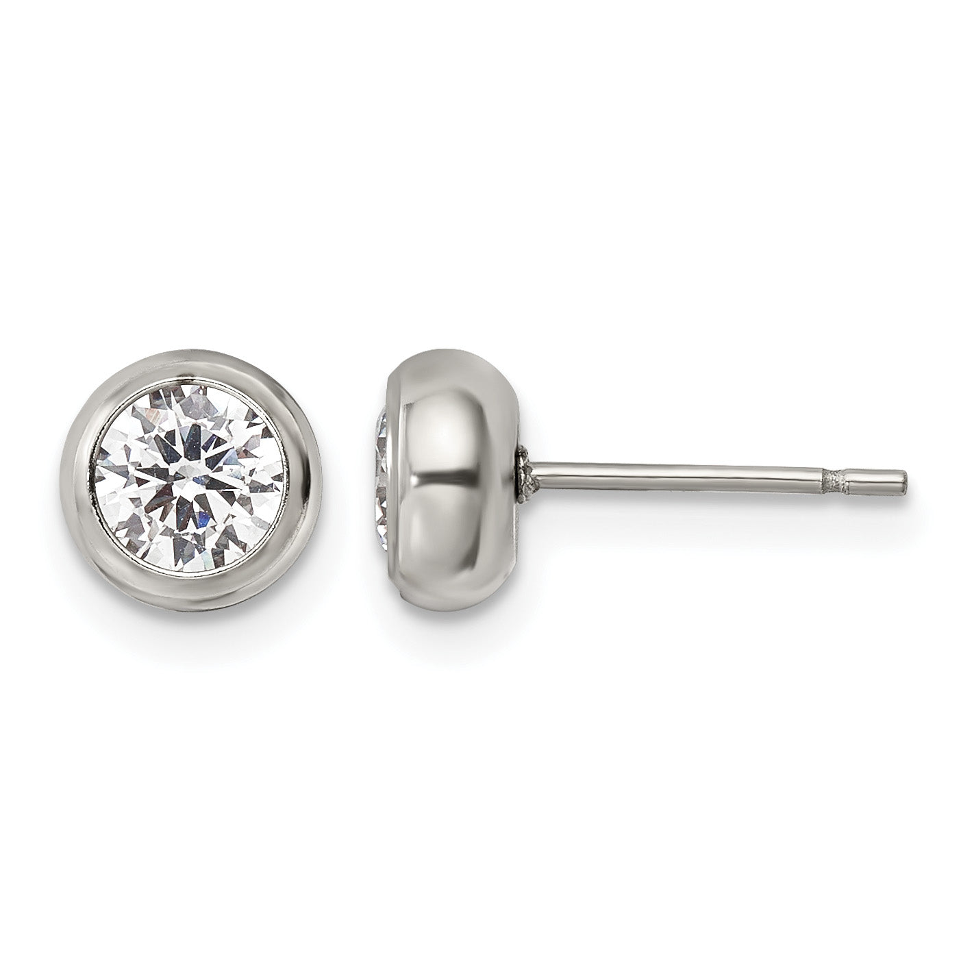 Stainless Steel Polished Cubic Zirconia Stud Earrings Main image