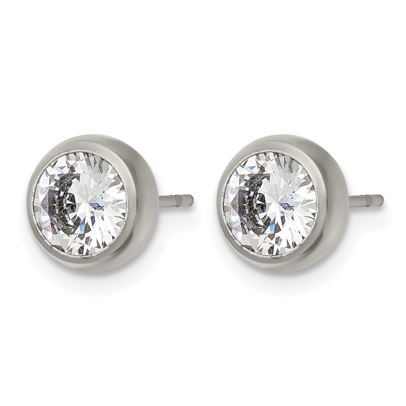 Stainless Steel Polished Cubic Zirconia Stud Earrings Secondary image