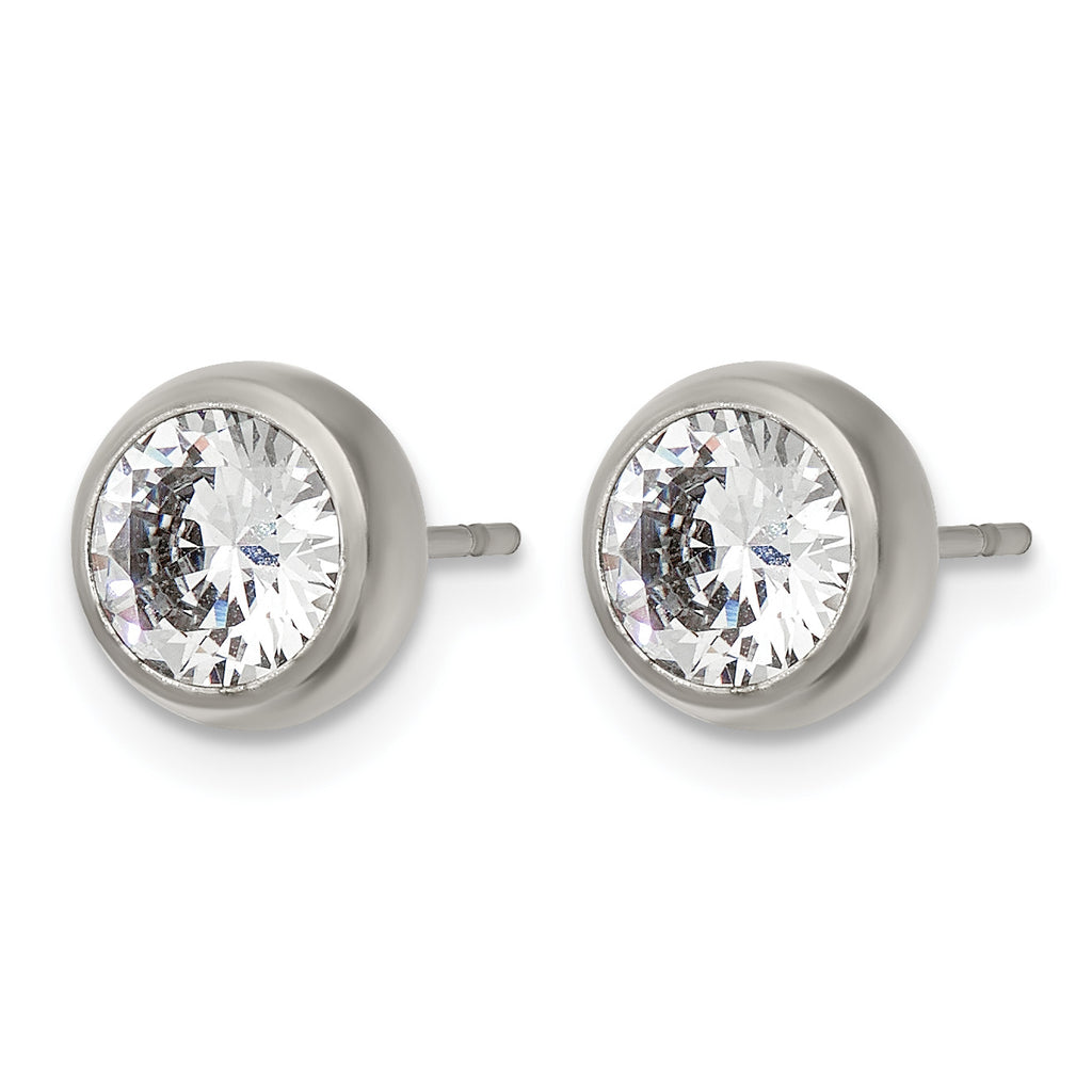 Stainless Steel Polished Cubic Zirconia Stud Earrings