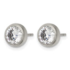Stainless Steel Polished Cubic Zirconia Stud Earrings