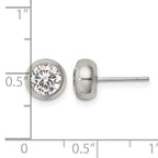Stainless Steel Polished Cubic Zirconia Stud Earrings